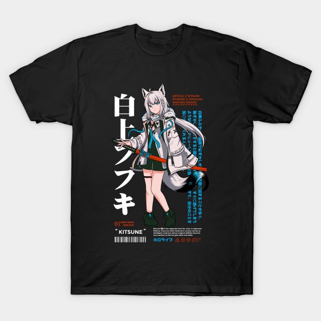 Hololive Japan Shirakami Fubuki - Kitsune T-Shirt by Waifuku Merch